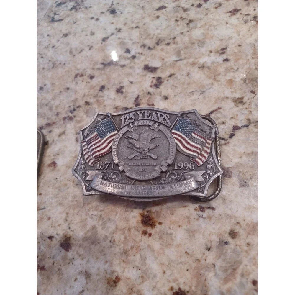 NRA RIfle Association 125 Years 1871-1996 Belt Buckle Made In The USA BRASS